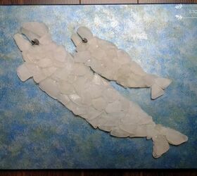 beluga momma s and babies created with beachcombed finds, Seaglass Belugas