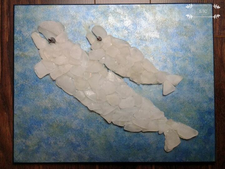 mosaicos de vidro do mar beb beluga e me, belugas de vidro do mar