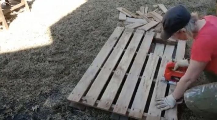 upcycle pallets to build an almost free vegetable and herb garden bed, Cut Pallets for Garden Bed