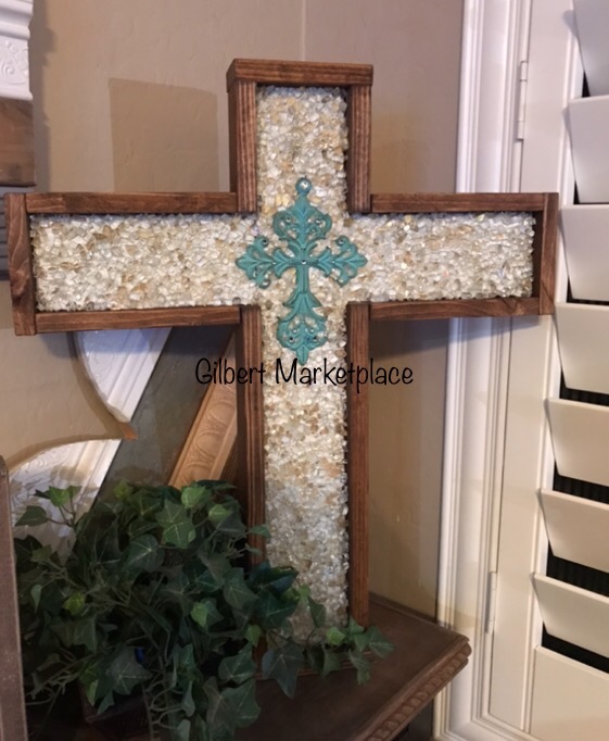 cmo hacer una cruz de madera con cristal, Cruz decorativa de madera con piedras de vidrio decorativas