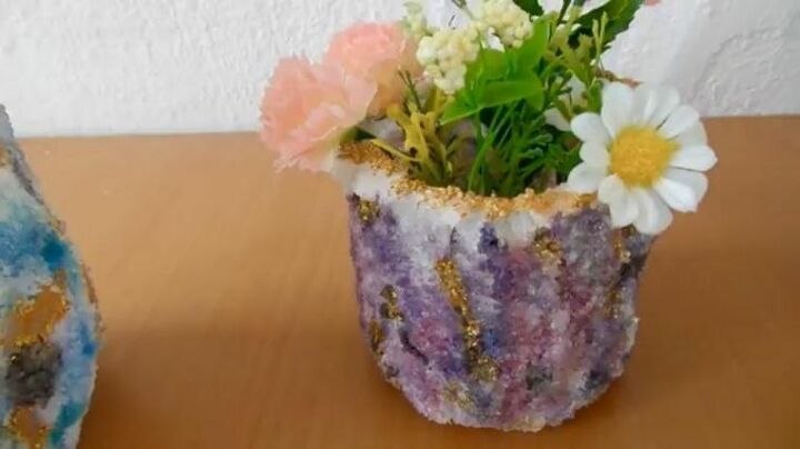 DIY geode crystal planter decor