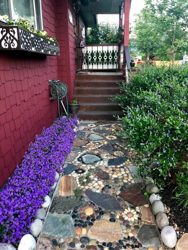 creating a stone mosaic front garden path