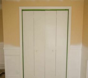 bi fold closet door makeover with paint and wood slats
