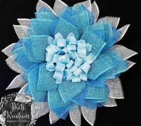 sunflower wreath and loopy bow center tutorial, A blue and white winter version