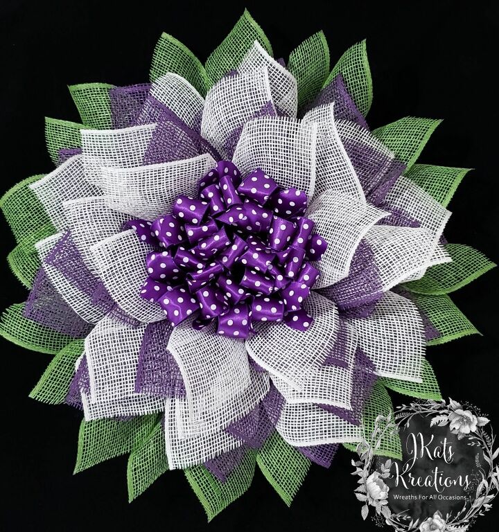 sunflower wreath and loopy bow center tutorial, A purple and white version