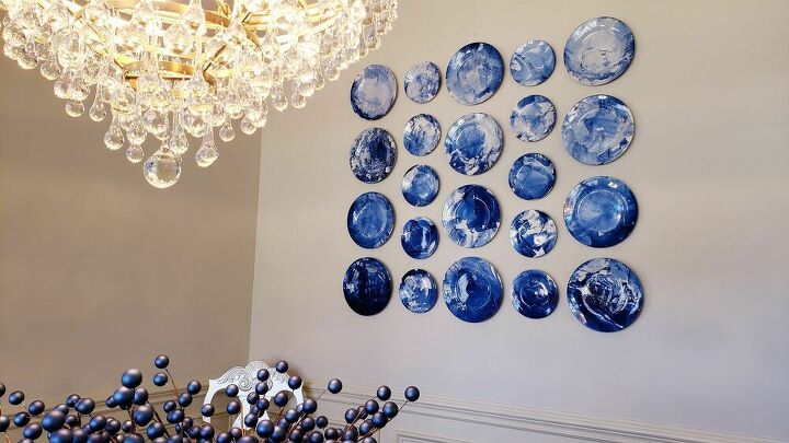 diy abstract art plate wall