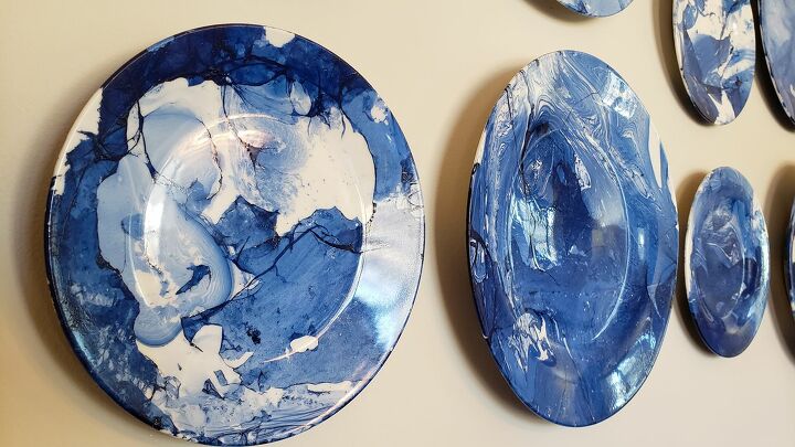 diy abstract art plate wall