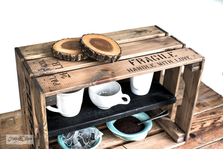 double up kitchen counter space with this easy crate coffee station