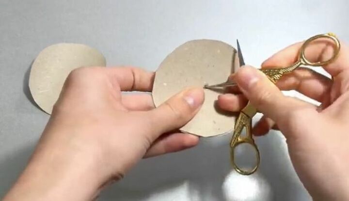 how to make a rose from a cardboard tube recycled toilet paper roll, Make Holes in Center of Circles