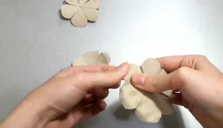 how to make a rose from a cardboard tube recycled toilet paper roll, Bend Petals Inward