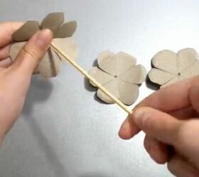 how to make a rose from a cardboard tube recycled toilet paper roll, Insert Stick for Stem