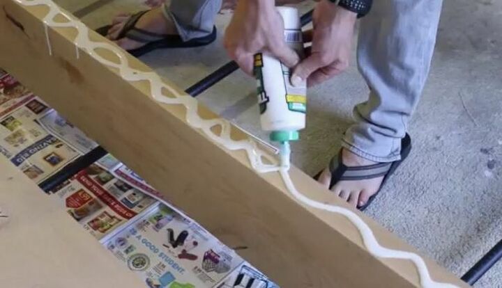 how to build a hairpin leg table, Glue and Clamp Boards Together