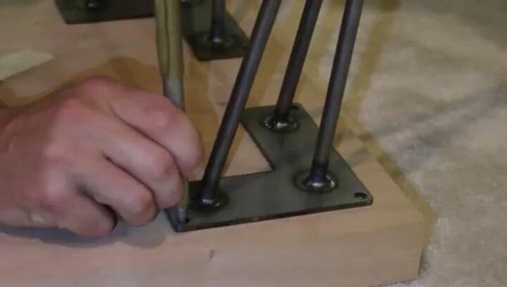 how to build a hairpin leg table, Attach Legs to Table