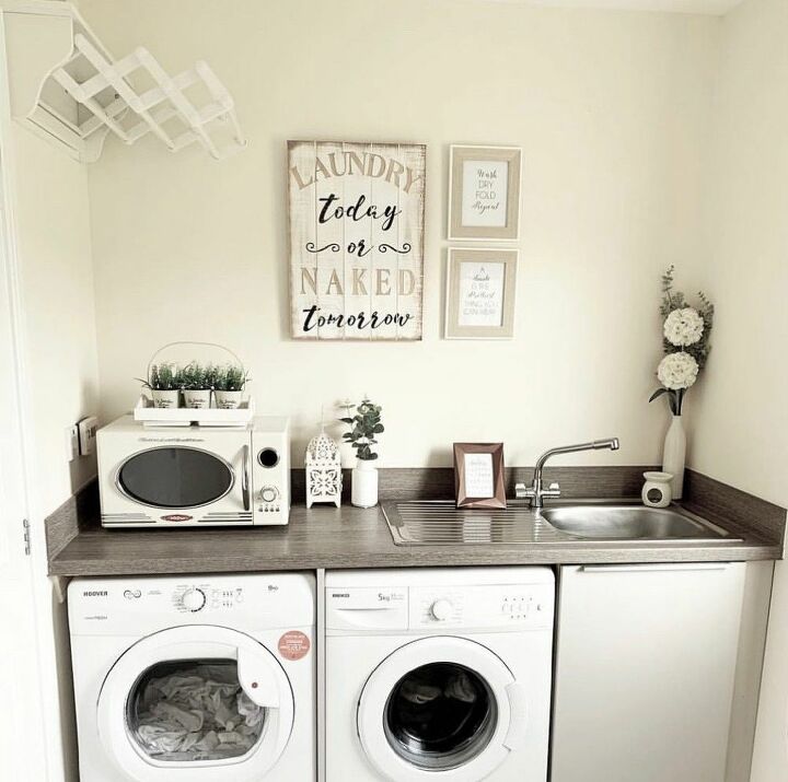 utility room shelves and baskets