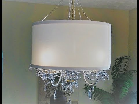 diy drum lampshade and chandelier makeover