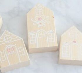 simple wooden gingerbread houses for valentine s day