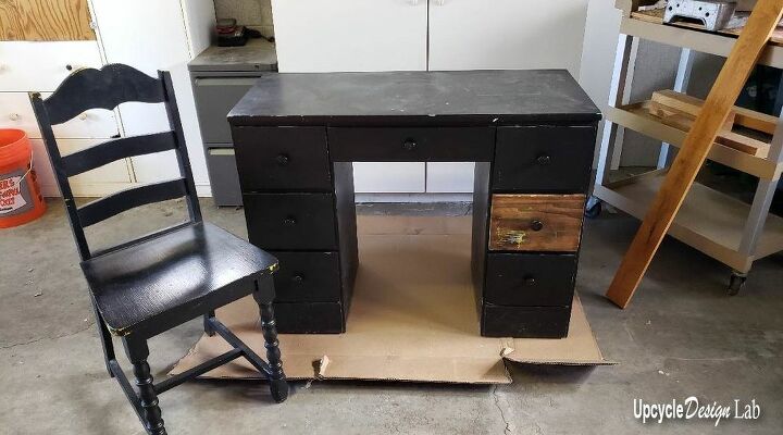 How To Paint A Chair And Desk Refinish Craft Room Makeover