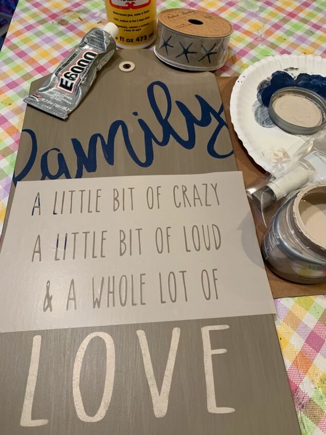 large wood tag for home decor, Stencil layering