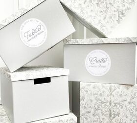 designer storage box makeover with free printable craft room labels