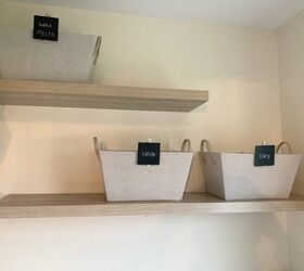 utility room shelves and baskets