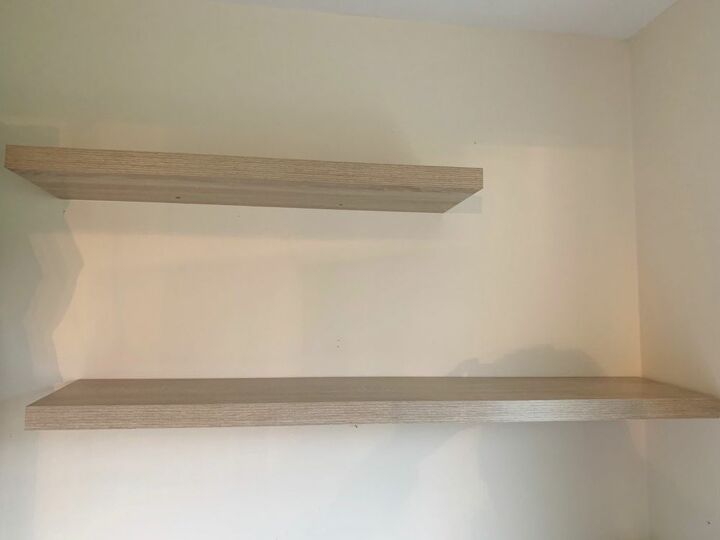 utility room shelves and baskets