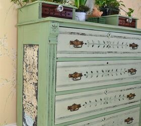 dresser makeover in vintage green paint