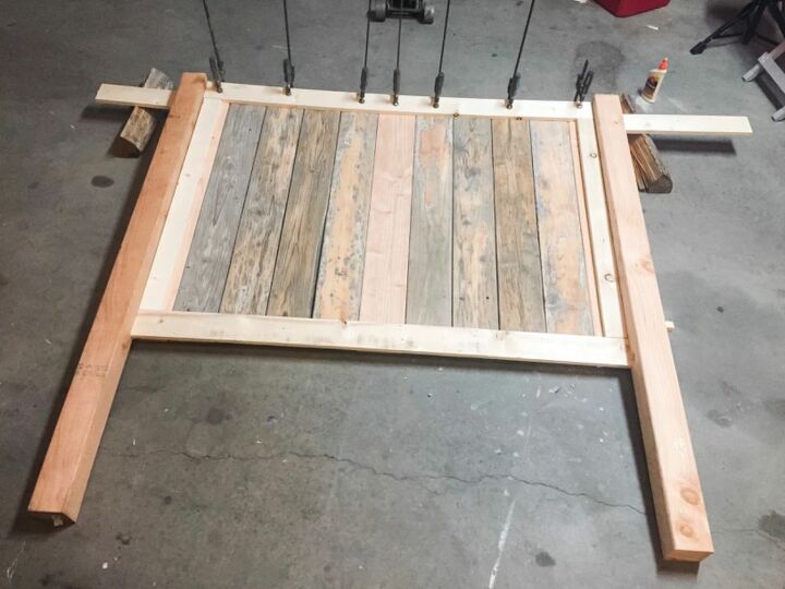 How To Build A Farmhouse Queen Bed Frame Diy Hometalk - Diy Wooden Bed Frame Queen