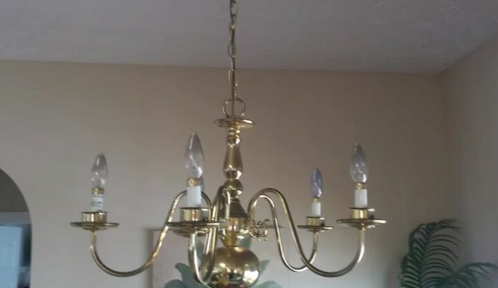 how to give your boring brass chandelier a glamorous makeover, Sand the Brass