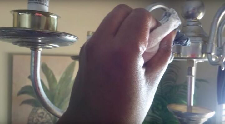 how to give your boring brass chandelier a glamorous makeover, Paint the Brass Chandelier