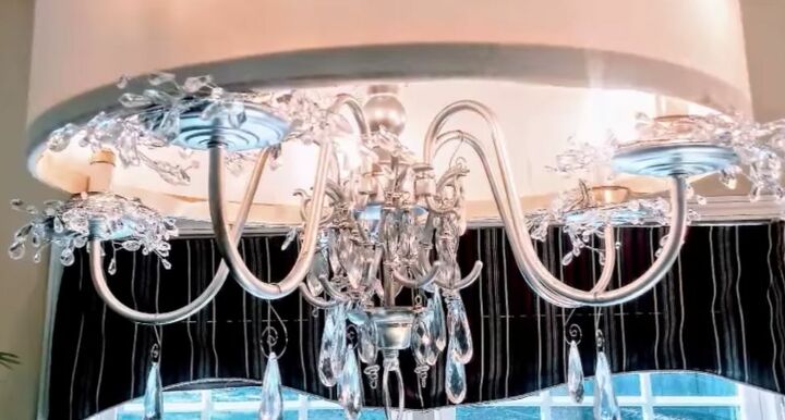 how to give your boring brass chandelier a glamorous makeover, Add More Crystals