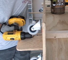 build a storage shelf to hide and protect pipes in your garage, Cut Out the Center Shelf And Add Front Supports