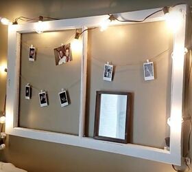 turn an old window frame into farmhouse wall decor, Hang the Frame on The Wall