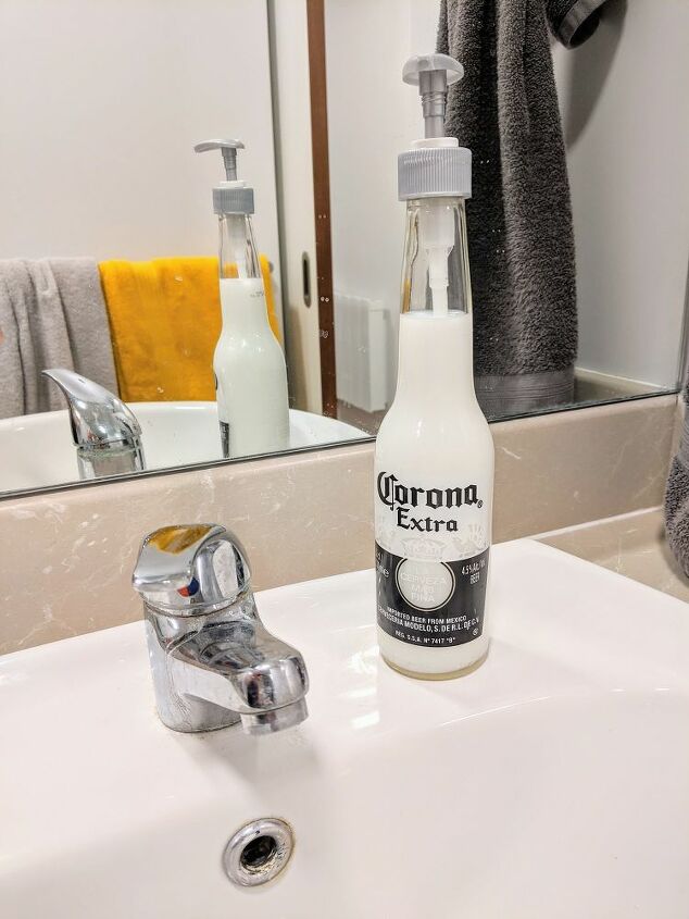transforming a beer bottle to a soap dispenser