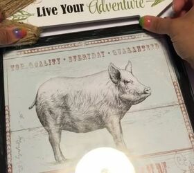 how to make your own diy dollar tree farmhouse kitchen decor, Attach Decor to the Frame