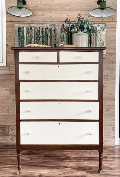 chipped veneer dresser becomes two toned beauty