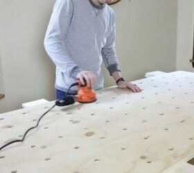 diy giant pegboard shelving without drilling into your walls, Sand Pegboard Surface