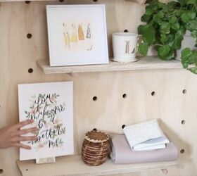 diy giant pegboard shelving without drilling into your walls, DIY Giant Pegboard