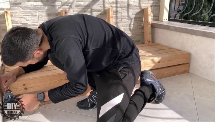 diy patio and garden bench and chair, Add Boards to Bench Front