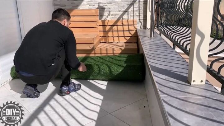 diy patio and garden bench and chair, ndoor Outdoor Carpet for Faux Lawn Look