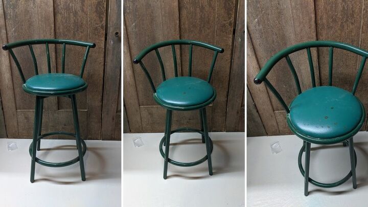 painting a metal and vinyl hand me down bar stool, Before