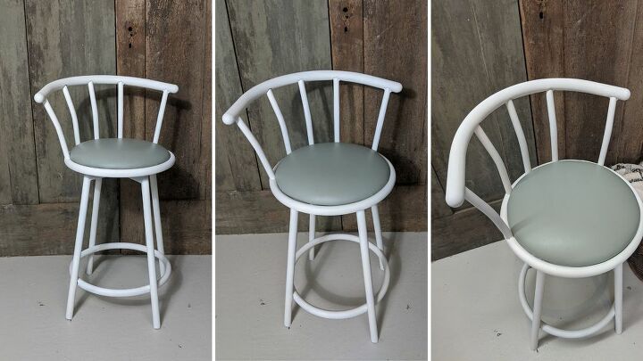 painting a metal and vinyl hand me down bar stool, After