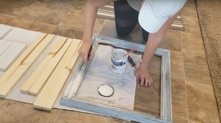 how to build a shadow box shelf with an old frame, Paint the Frame