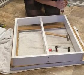how to build a shadow box shelf with an old frame, Attach the Box to The Frame