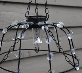 how to create a diy outdoor solar chandelier, DIY Glass Gem Solar Light Chandelier