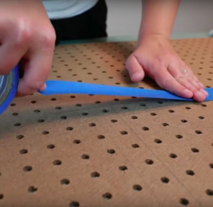 how to make stunning cross stitch decor with a pegboard, Tape Off Sections of the Board