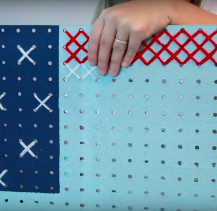 how to make stunning cross stitch decor with a pegboard, Cross Stitch Stripes