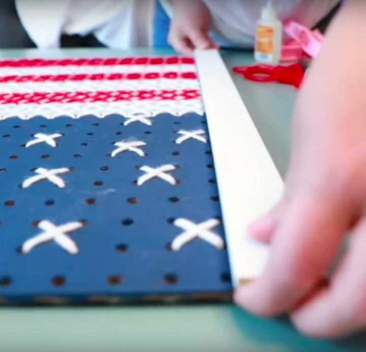 how to make stunning cross stitch decor with a pegboard, Attach the Border