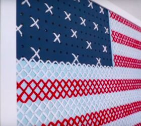how to make stunning cross stitch decor with a pegboard, DIY Flag Cross Stitch Wall Art