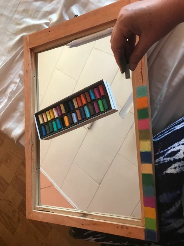 spring refresh 2020 how to colourfully refresh an old mirror frame, Colour the frame with pastels