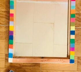 spring refresh 2020 how to colourfully refresh an old mirror frame, Building up colour pattern around edge